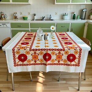 Vintage 1960’s 70’s Flower Power Tablecloth
